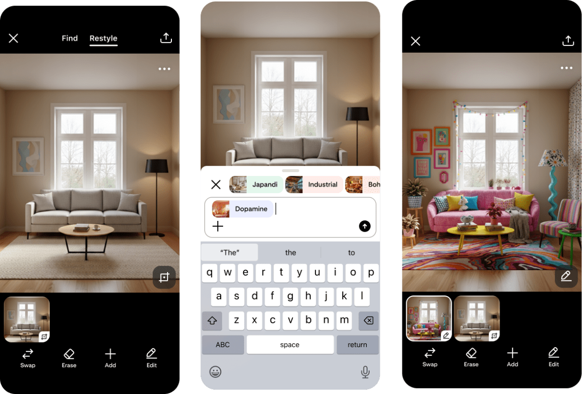Pinterest cho bạn thiết kế lại căn phòng bằng AI — từ cái bảng ghim mơ mộng tới nút mua hàng